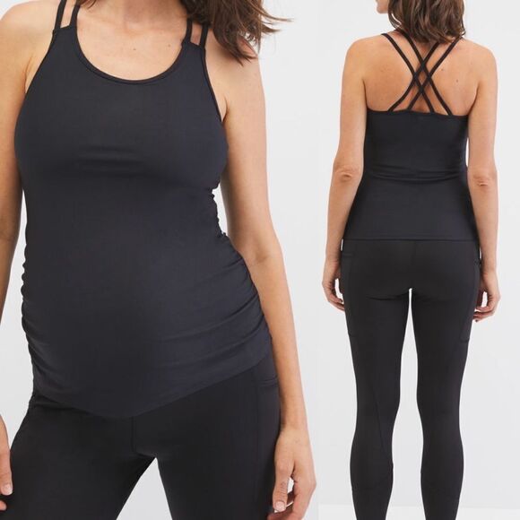 Motherhood Maternity PERFORMANCE WORKOUT MATERNITY TANK TOP cami black -L - Picture 1 of 8